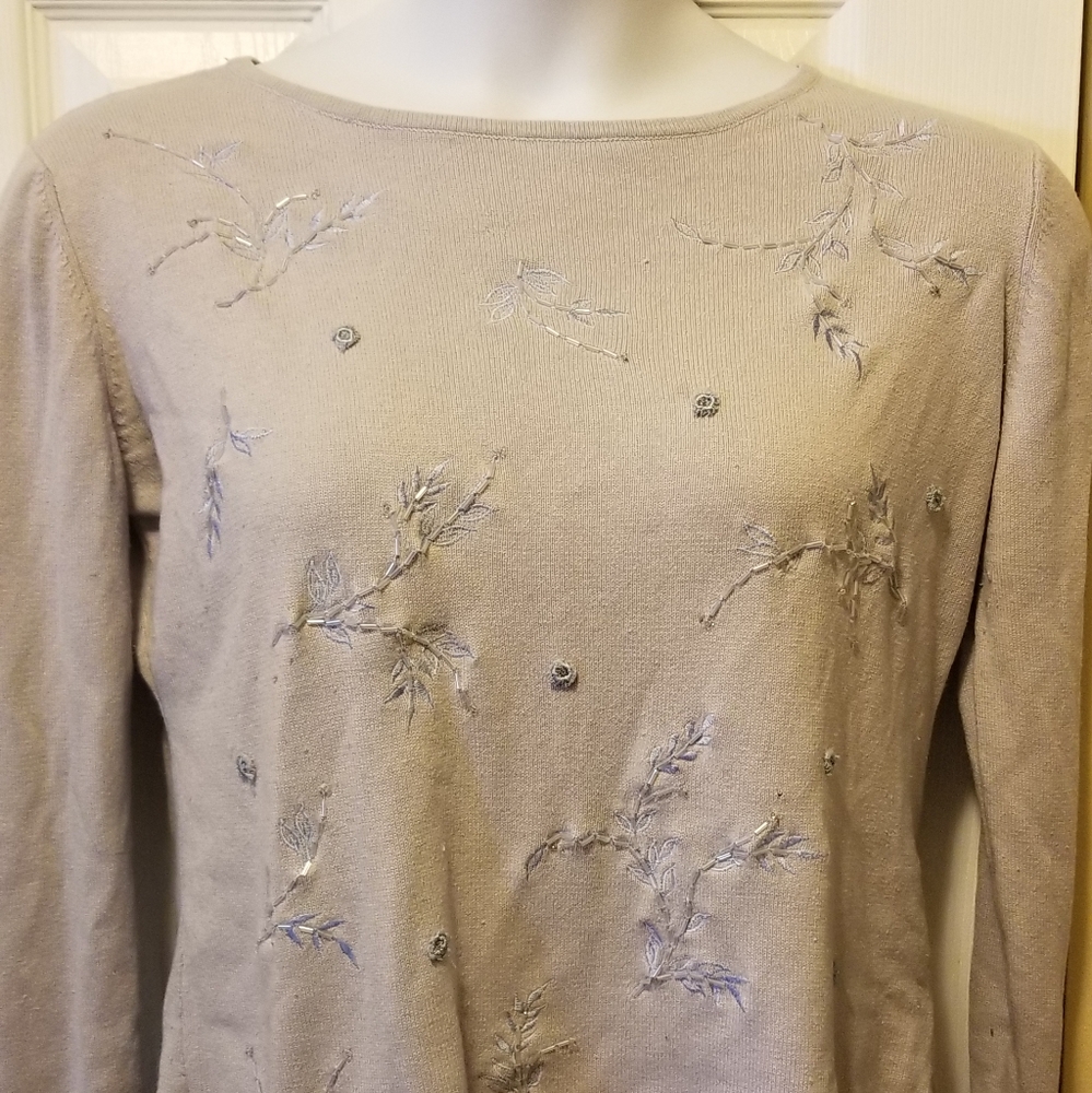 Silver blue sweater with beads